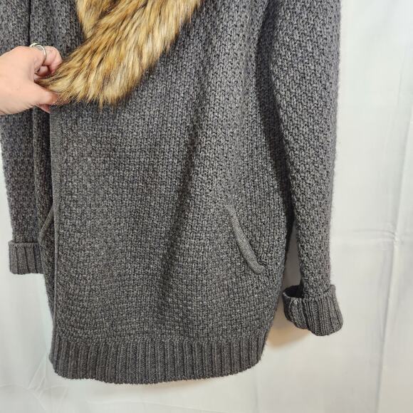 Joie Faux fur sweater cardigan coat wool yak blend - Picture 6 of 11
